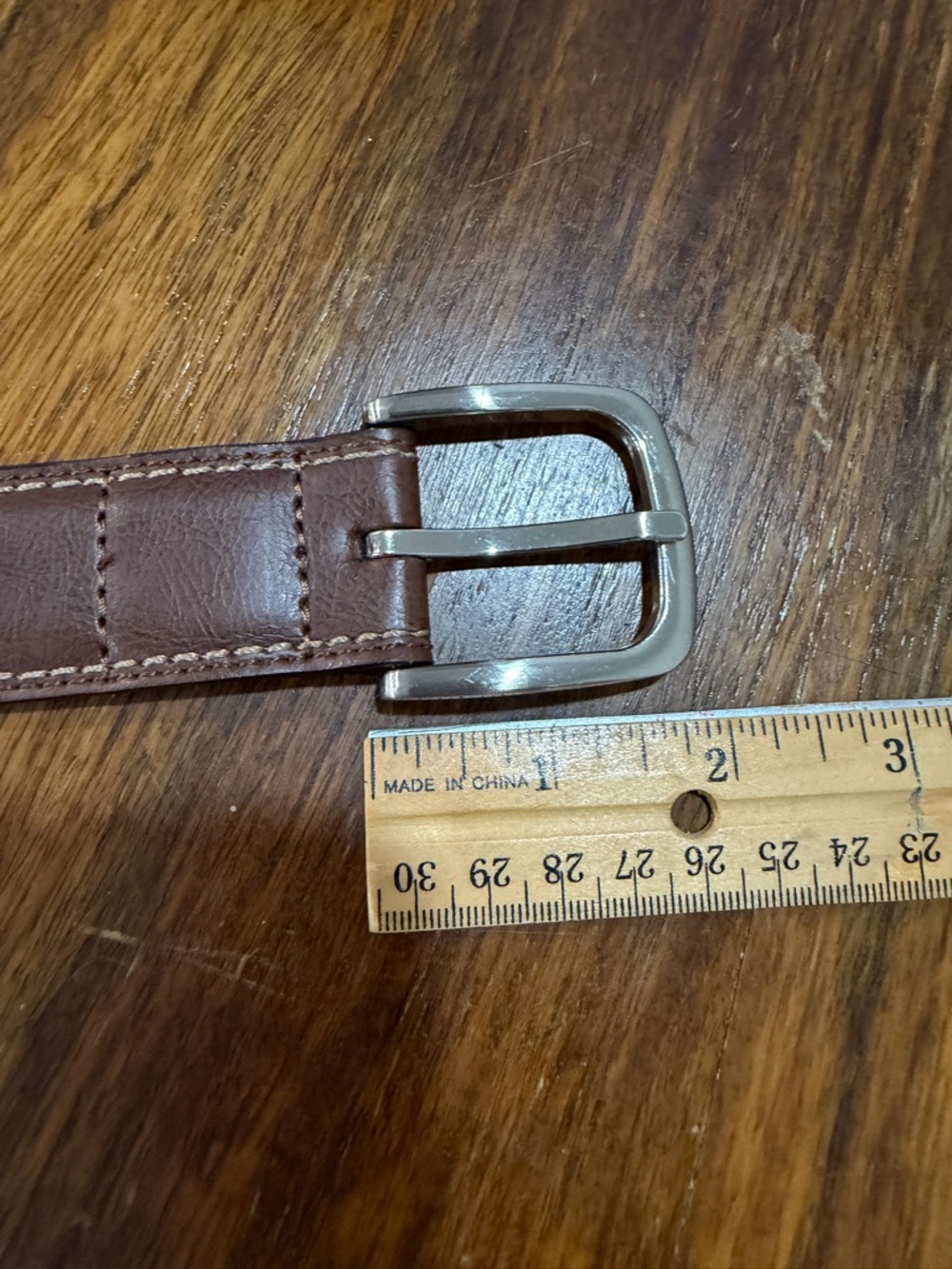 Dickies Brown Leather Belt with Silver Buckle 44